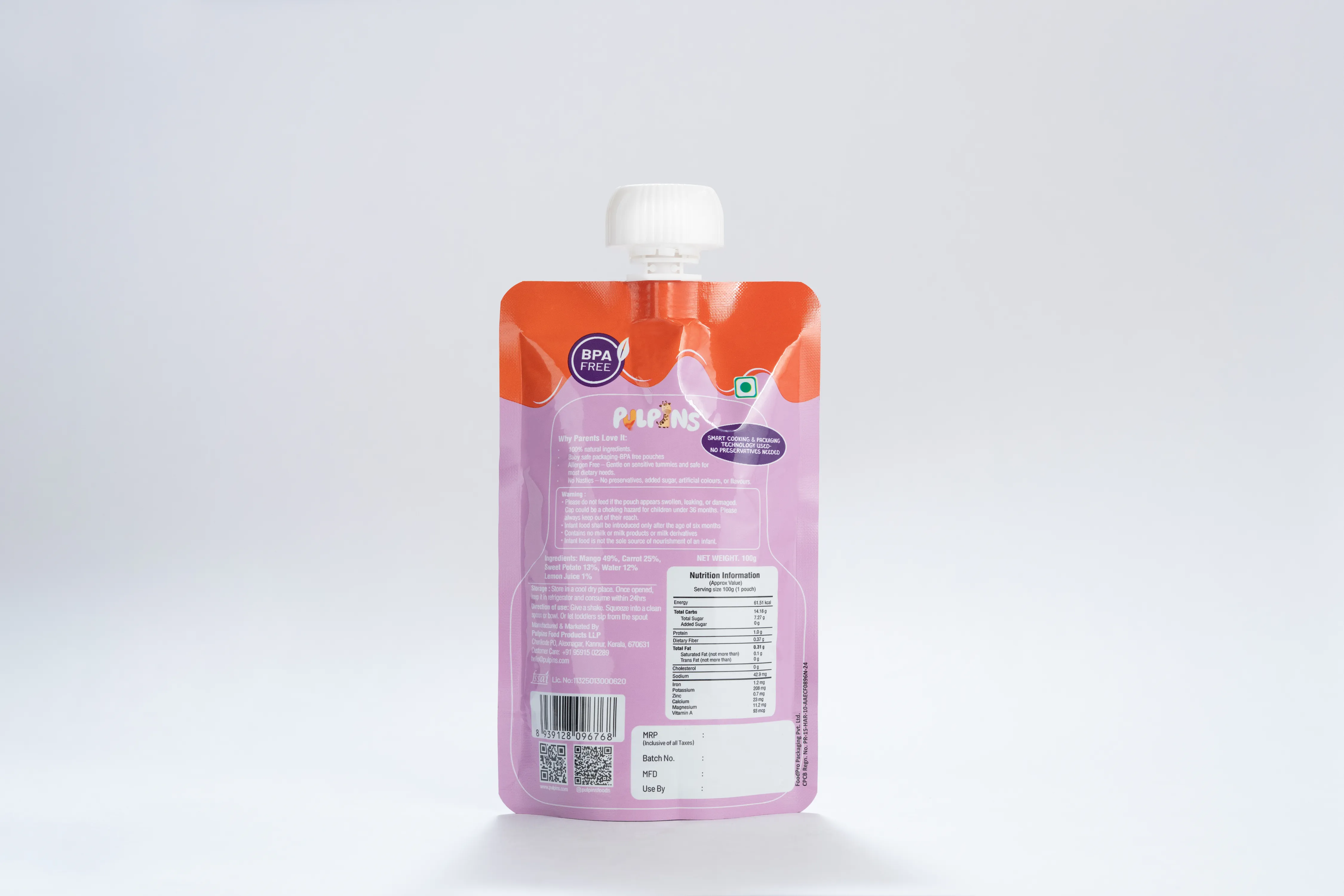 Mango, Sweet Potato, Carrot - Ready to Eat Puree